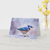 Blue Jay Bird Snow Winter Weihnachtskarte Karte (Gelbe Blume)
