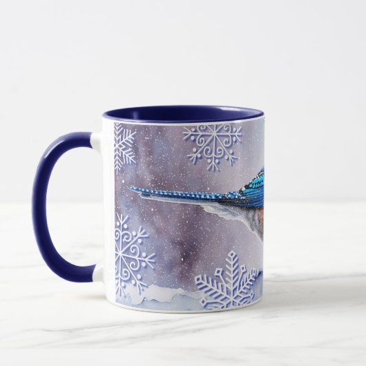 Blue Jay Bird Snowflake Winter Tasse (Links)