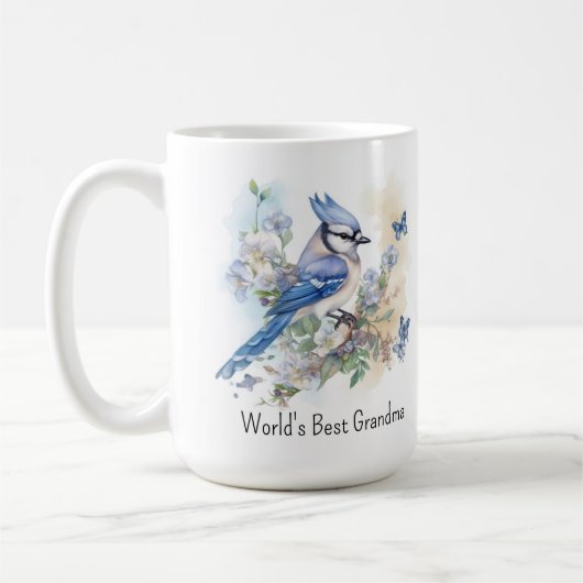 Blue Jay Bird Spring Nature Grandmutter Kaffeetasse (Links)