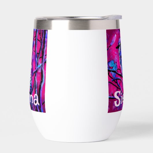 Blue Jay Bird Tree Branch Rosa Personalisiert (Links)