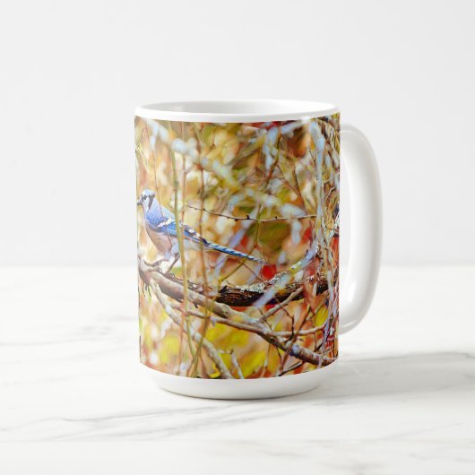 Blue Jay Bird Tree Nature Art Tasse Cup (VorderseiteRechts)