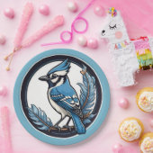 Blue Jay Bird und Feathers Blue Pappteller (Party)