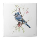 Blue Jay Bird Wasserfarbe Keramik Tile Fliese (Vorderseite)
