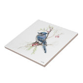 Blue Jay Bird Wasserfarbe Keramik Tile Fliese (Seite)