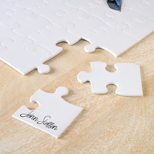 Blue Jay Bird Wasserfarbe Kunst, Dichtung und Musi Puzzle (Seite)