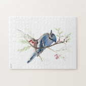 Blue Jay Bird Wasserfarbe Kunst, Dichtung und Musi Puzzle (Horizontal)