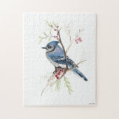 Blue Jay Bird Wasserfarbe Kunst, Dichtung und Musi Puzzle (Vertikal)
