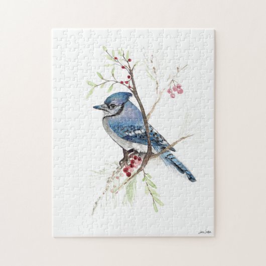 Blue Jay Bird Wasserfarbe Kunst, Dichtung und Musi Puzzle (Vertikal)