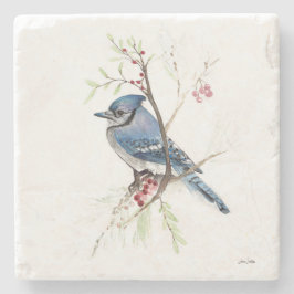 Blue Jay Bird Watercolor Kunst, Dichtung und Musik Steinuntersetzer