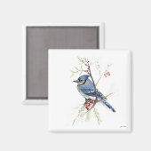 Blue Jay Bird Watercolor Magnet (Vorderseite/Rückseite)
