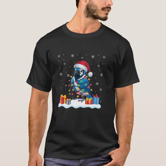 Blue Jay Bird Weihnachtsmannmütze Weihnachtsbaum W T-Shirt (Vorderseite)