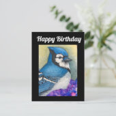 Blue Jay Bird Wildlife Happy Birthday Postkarte (Stehend Vorderseite)