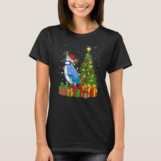 Blue Jay Bird  Xmas Holiday Santa Blue Jay Christm T-Shirt (Vorderseite)