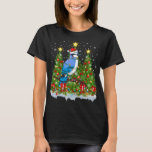 Blue Jay Bird Xmas Lights Santa Blue Jay Christmas T-Shirt<br><div class="desc">Blue Jay Bird Xmas Lights Santa Blue Jay Weihnachtsbaum</div>