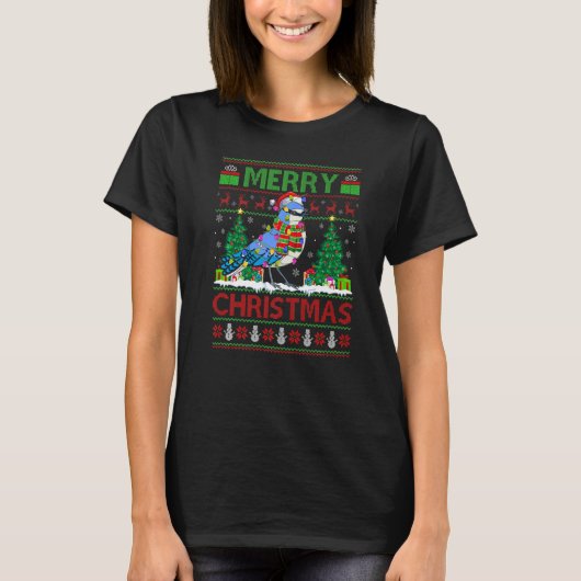 Blue Jay Bird Xmas Tree Ugly Santa Blue Jay Chris T-Shirt (Vorderseite)