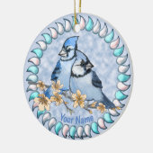Blue Jay Branch Keramik Ornament (Links)
