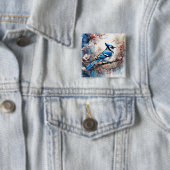 Blue Jay Cherry Blüten Wasserfarbe Button (Beispiel)