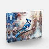 Blue Jay Cherry Blüten Wasserfarbe Fotoblock (Links)