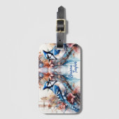 Blue Jay Cherry Blüten Wasserfarbe Gepäckanhänger (Vorderseite Vertikal)