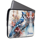 Blue Jay Cherry Blüten Wasserfarbe Laptopschutzhülle (Vorne Rechts)
