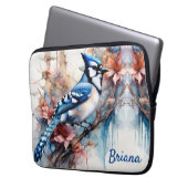 Blue Jay Cherry Blüten Wasserfarbe Laptopschutzhülle (Vorderseite Links)