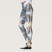 Blue Jay Cherry Blüten Wasserfarbe Leggings (Links)