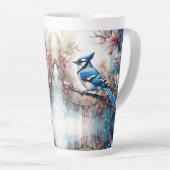 Blue Jay Cherry Blüten Wasserfarbe Milchtasse (Rechte Ecke)