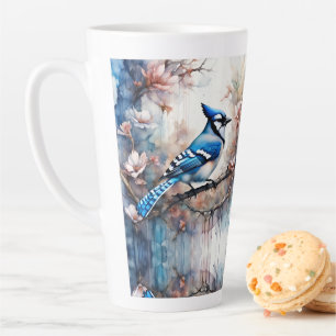 Blue Jay Cherry Blüten Wasserfarbe Milchtasse