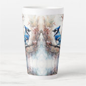 Blue Jay Cherry Blüten Wasserfarbe Milchtasse (Vorderseite)
