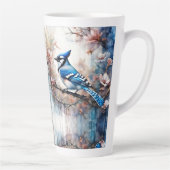 Blue Jay Cherry Blüten Wasserfarbe Milchtasse (Rechts)