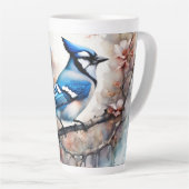 Blue Jay Cherry Blüten Wasserfarbe Milchtasse (Rechte Ecke)