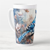 Blue Jay Cherry Blüten Wasserfarbe Milchtasse (Linke Ecke)