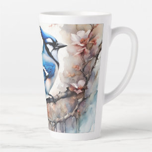 Blue Jay Cherry Blüten Wasserfarbe Milchtasse
