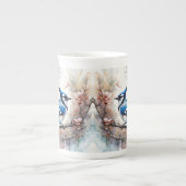 Blue Jay Cherry Blüten Wasserfarbe Porzellantasse (Vorderseite)