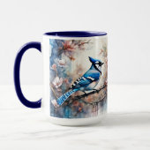 Blue Jay Cherry Blüten Wasserfarbe Tasse (Links)
