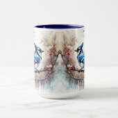 Blue Jay Cherry Blüten Wasserfarbe Tasse (Zentrum)