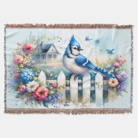 Blue Jay Cottage Garden Fence Scene Decke (Vorderseite)