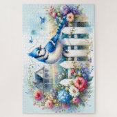 Blue Jay Cottage Garden Fence Scene Puzzle (Vertikal)