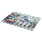 Blue Jay Cottage Garden Fence Scene Schneidebrett (Ecke)