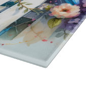 Blue Jay Cottage Garden Fence Scene Schneidebrett (Ecke)