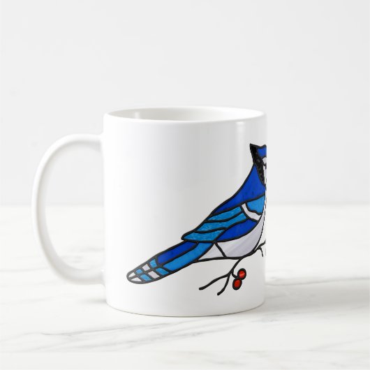 Blue Jay Digital Stared Glass Suncatcher Tasse (Links)