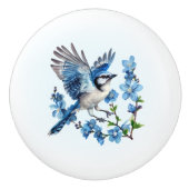 Blue Jay Floral Keramikknauf (Vorderseite)