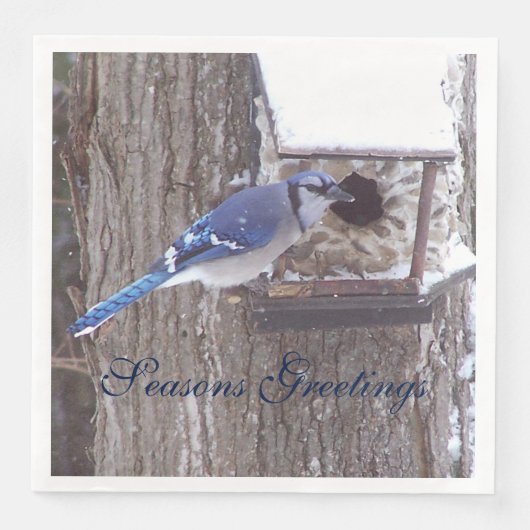 Blue Jay Frohen Festtage Serviette (Vorderseite)