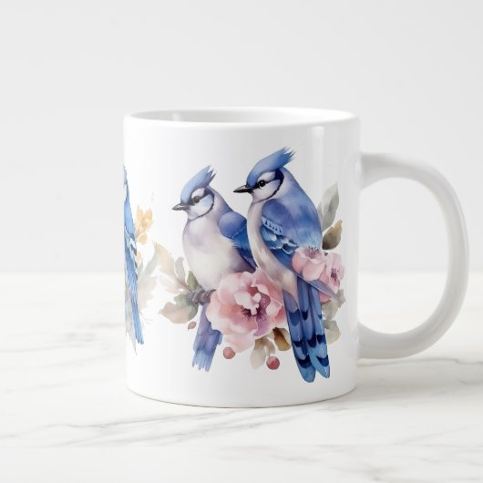 Blue Jay Gruß Jumbo-Tasse (Rechts)