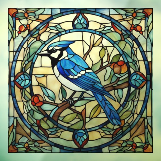 Blue Jay Imitate gesteinigtes Glas Bluejay Bird Fensteraufkleber (Blatt 3)