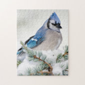 Blue Jay in Blue Atlas Cedar Puzzle (Vertikal)