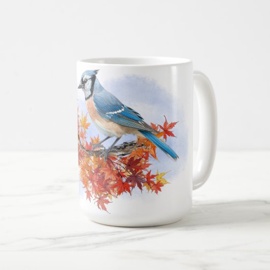 Blue Jay in Fall Colors Kaffeetasse (VorderseiteRechts)