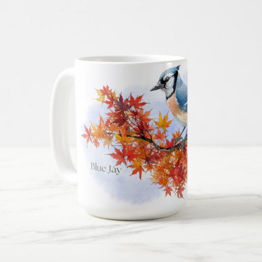 Blue Jay in Fall Colors Kaffeetasse (Vorderseite Links)