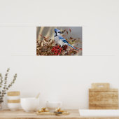 Blue Jay in Nandina Himmlisch Bamboo Poster (Küche)