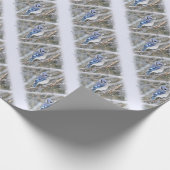 Blue Jay in Snow Christmas Holiday Geschenkpapier (Ecke)
